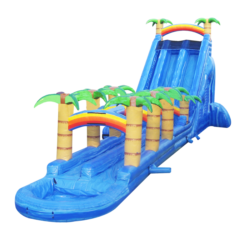 dual lane water slide dual lane inflatable water slide with splash pool