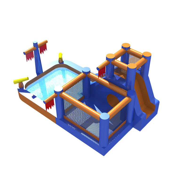 Yard bouncy castle with water slide splash pool