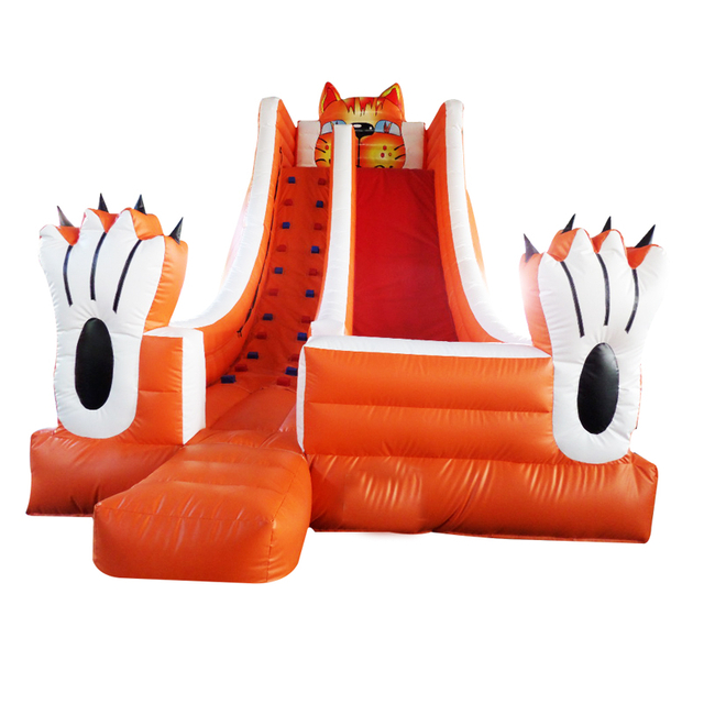 Tall and long dry slide cat commercial castle slide for children