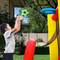 Small blow up bounce house outdoor castle slide with basketball hoop