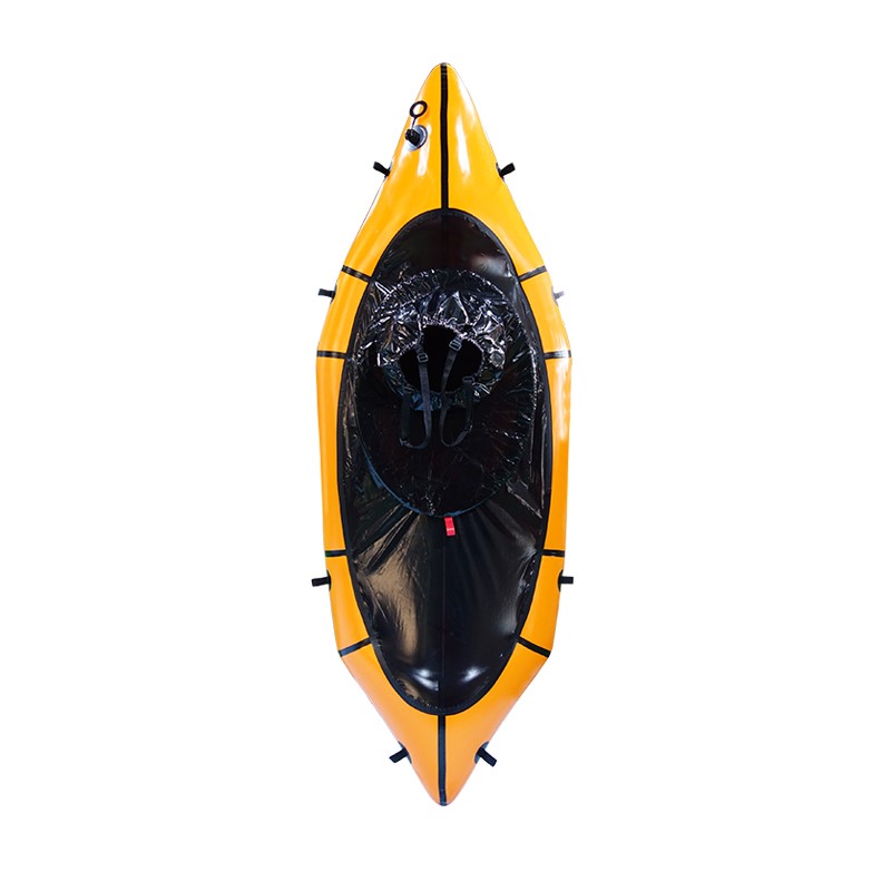 Orange Tpu Packraft with Spraydeck