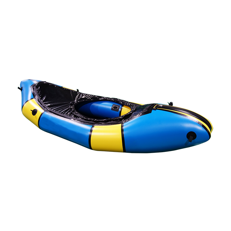 whitewater packraft with spraydeck