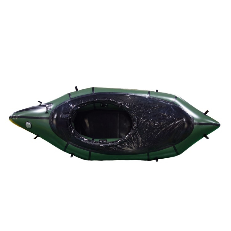Green Tpu Backpack Hiking Packraft with Fixed Spraydeck