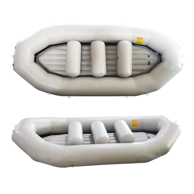 Premium PVC inflatable river raft with three inflatable thwarts,self-bailing floor,D-rings